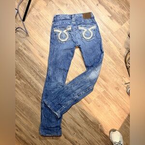 Big Star Boot Cut Jeans in Faded Blue with Embroidered Back